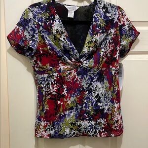 Allison Taylor Floral Short Sleeve blouse (sz m)